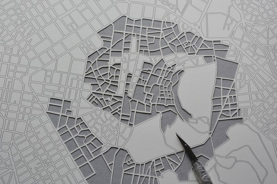 Lithuanian Artist Makes Incredibly Detailed Paper Cuts Of City Maps