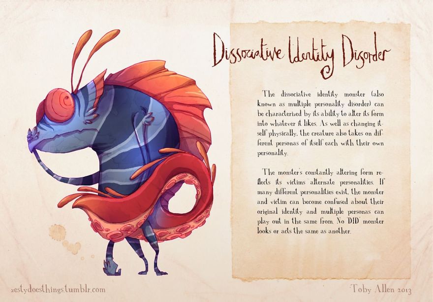 Artist Suffering From Anxiety Illustrates Mental Illnesses As Real Monsters Artist Suffering From Anxiety Illustrates Mental Illnesses As Real Monsters