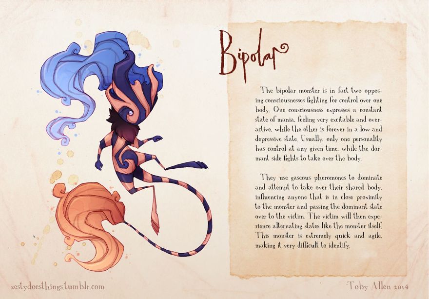 Artist Suffering From Anxiety Illustrates Mental Illnesses As Real Monsters