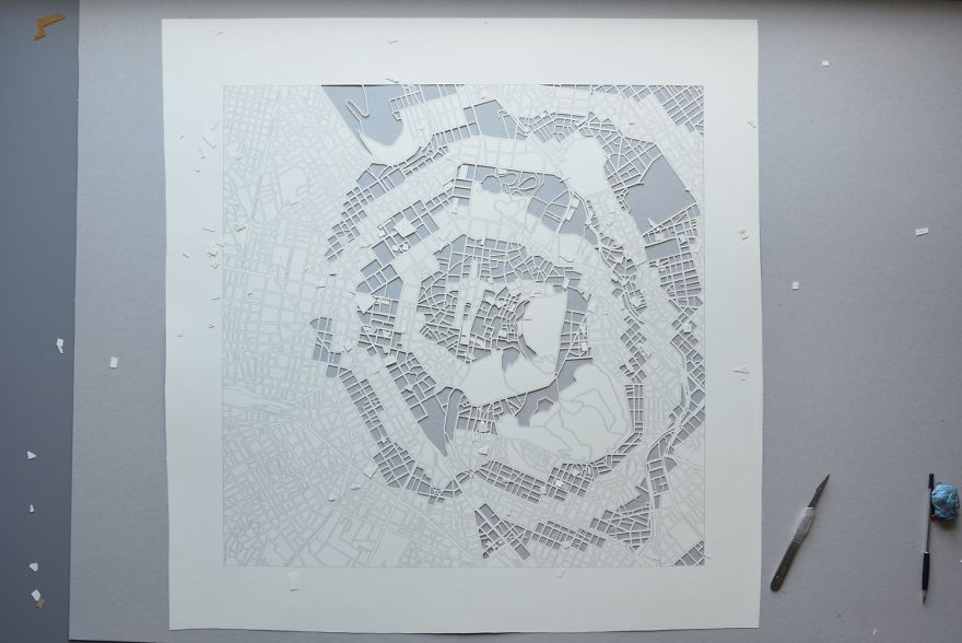 Lithuanian Artist Makes Incredibly Detailed Paper Cuts Of City Maps