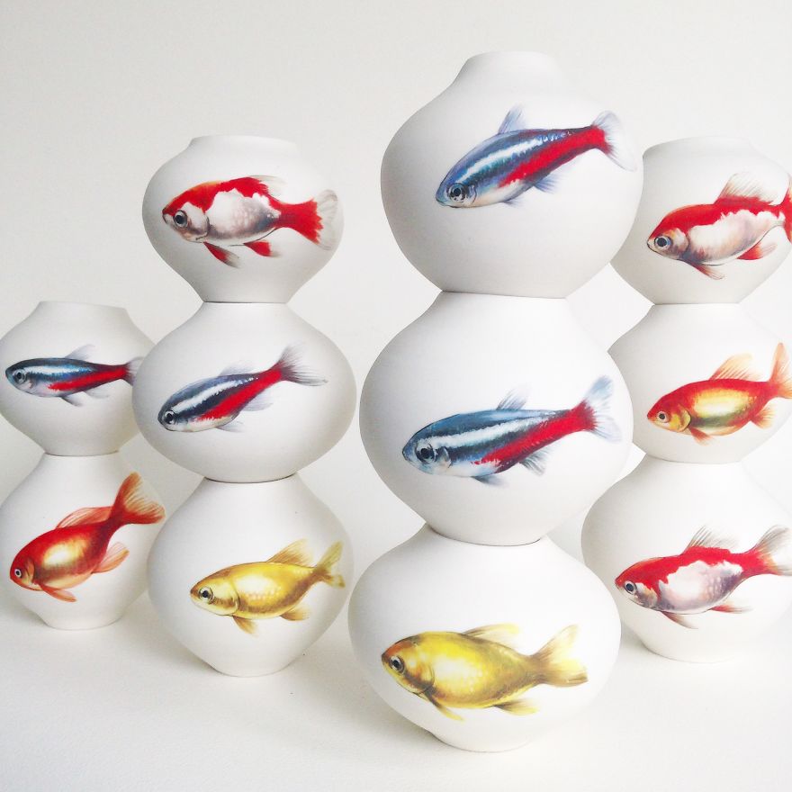 Inspired By Nature, I Paint Delicate Fish On Porcelain Inspired By Nature, I Paint Delicate Fish On Porcelain