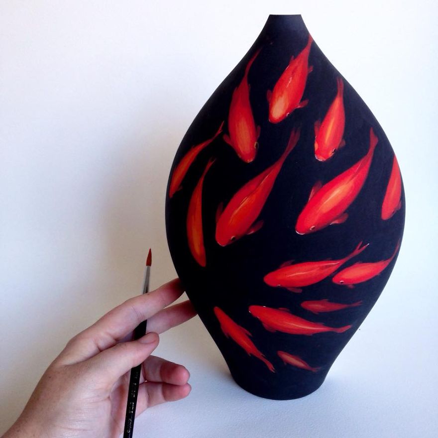 Inspired By Nature, I Paint Delicate Fish On Porcelain Inspired By Nature, I Paint Delicate Fish On Porcelain