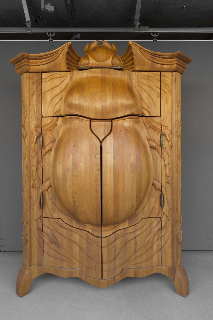 Latvian Artist Carves Wood Cabinet In Shape Of Giant Beetle