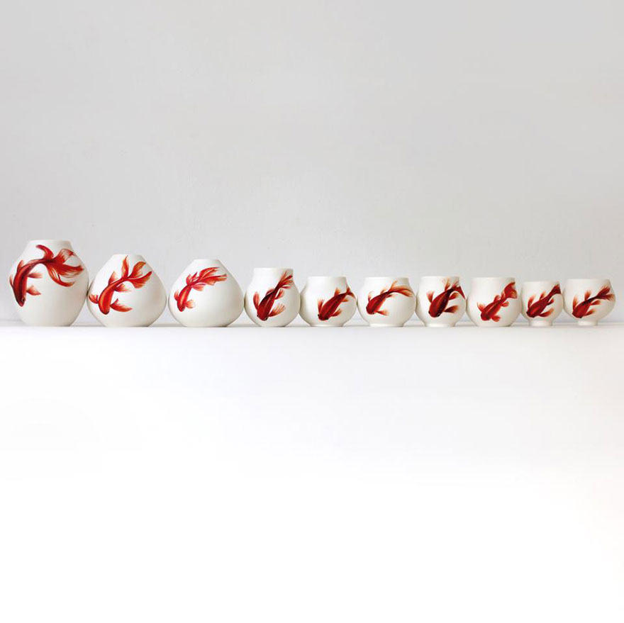 Inspired By Nature, I Paint Delicate Fish On Porcelain Inspired By Nature, I Paint Delicate Fish On Porcelain