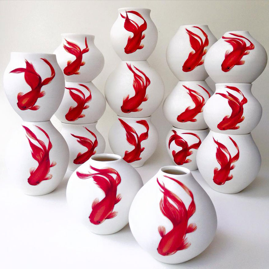 Inspired By Nature, I Paint Delicate Fish On Porcelain Inspired By Nature, I Paint Delicate Fish On Porcelain