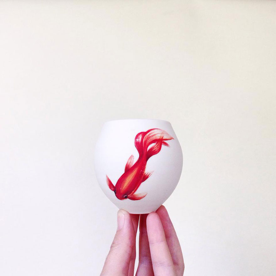 Inspired By Nature, I Paint Delicate Fish On Porcelain Inspired By Nature, I Paint Delicate Fish On Porcelain