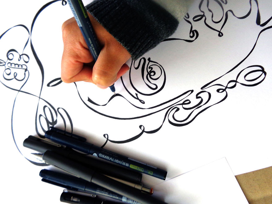 I Drew These Illustrations Using One Continuous Line