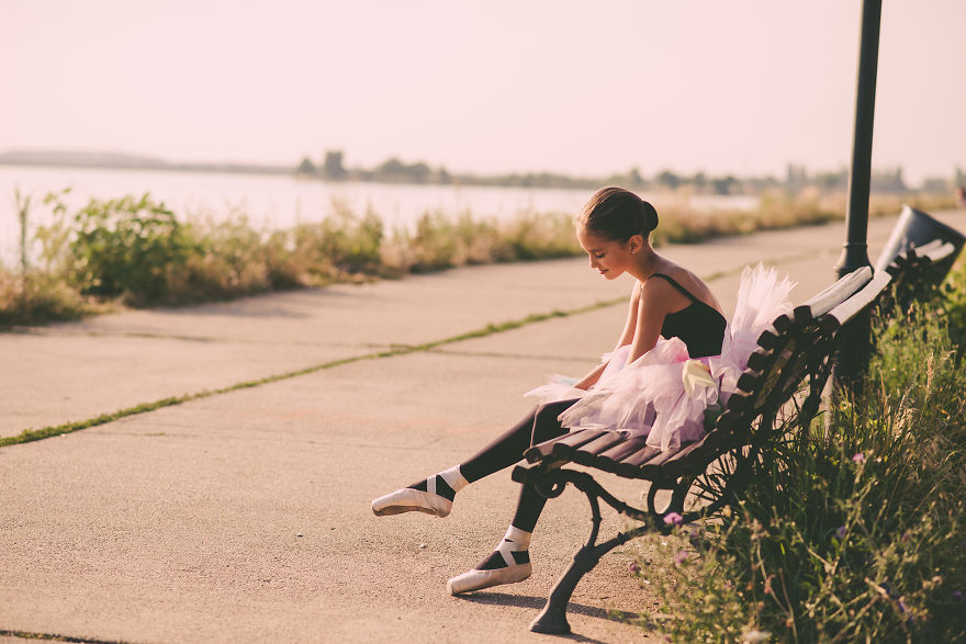 Little Ballerina Shows Her Grace In The Streets Of Bucharest, Romania