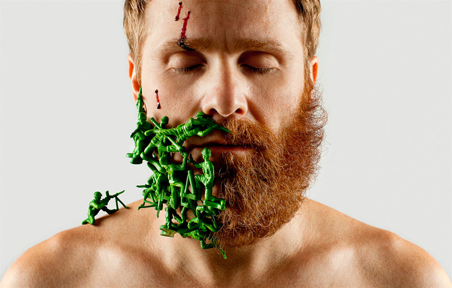 Artist Completes His Half-shaved Hipster Beard With Random Objects