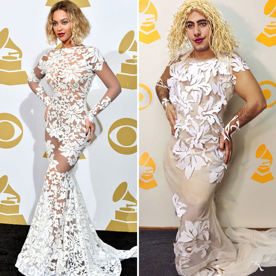 I Recreate Celebrity Fashion From Garbage Bags And Shower Curtains