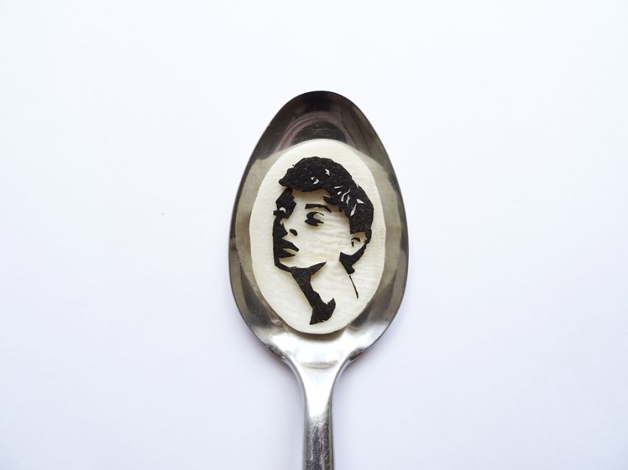 I Create Food Art Using Spoons As A Canvas