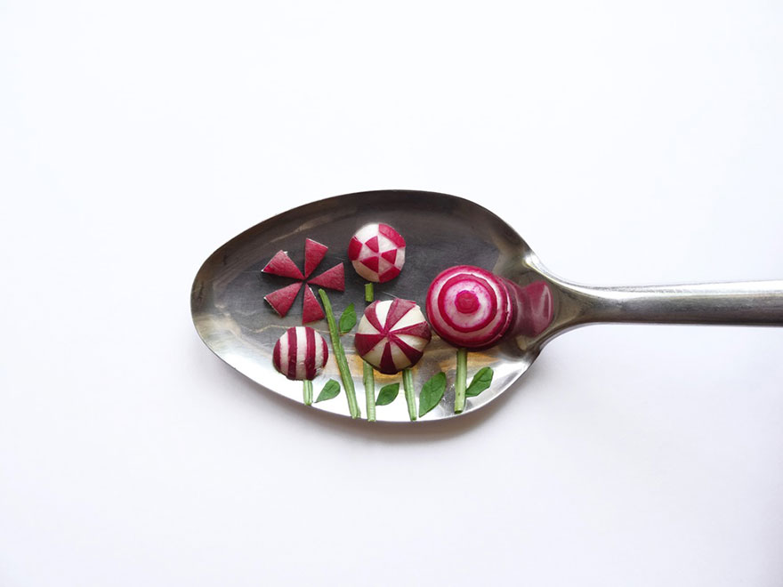 I Create Food Art Using Spoons As A Canvas