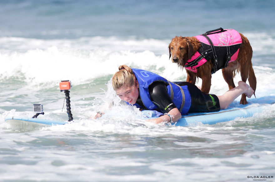Two Sisters With Same Terminal Illness Catch Waves With My Surfing Dog
