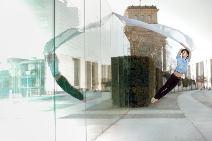 Ballet Dancer Masters Taking Self-Portraits While Floating In Mid-Air