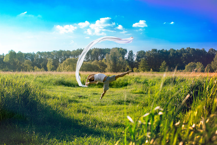Ballet Dancer Masters Taking Self-Portraits While Floating In Mid-Air