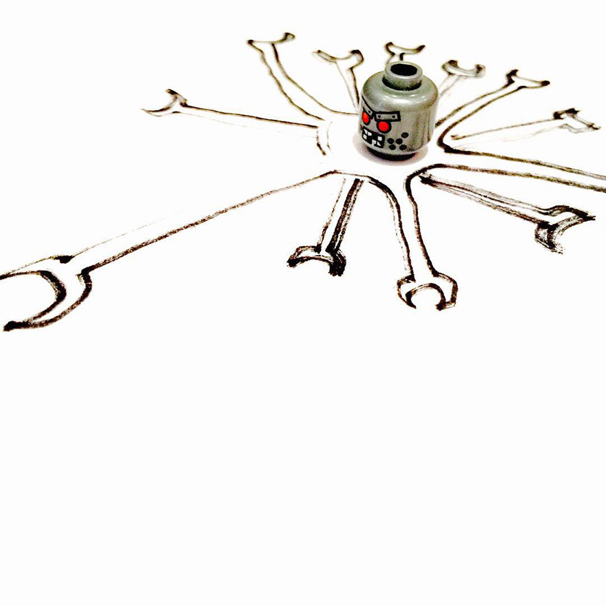 My Mate And His Son Make These Wicked Images By Drawing Bodies To Lego Heads