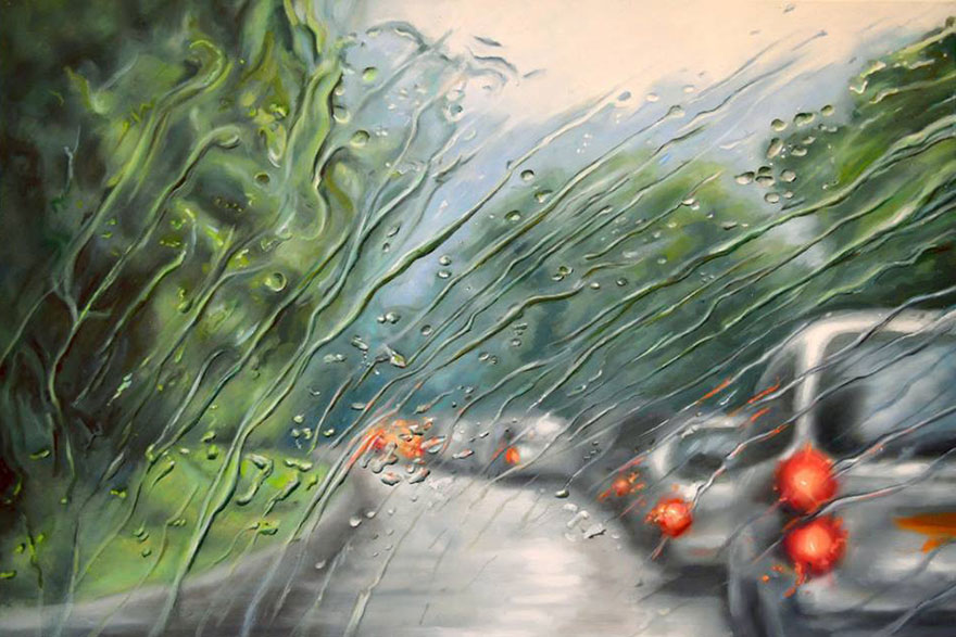 Rainscapes: My Rainy Windshield Paintings On Canvas Rainscapes: My Rainy Windshield Paintings On Canvas