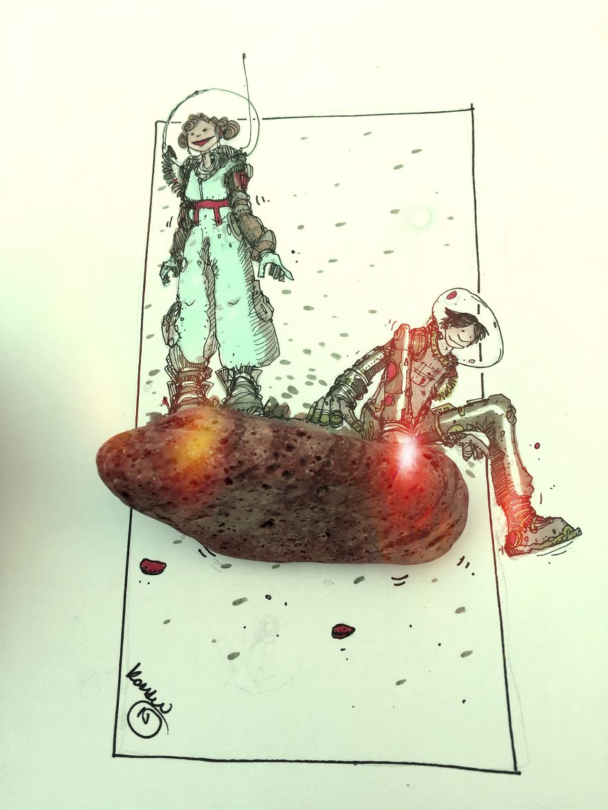 I Use Real Stones From The Sea To Complete My Doodles