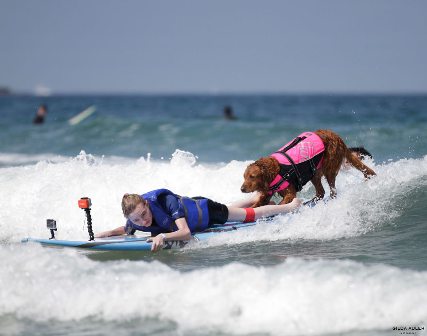 Two Sisters With Same Terminal Illness Catch Waves With My Surfing Dog