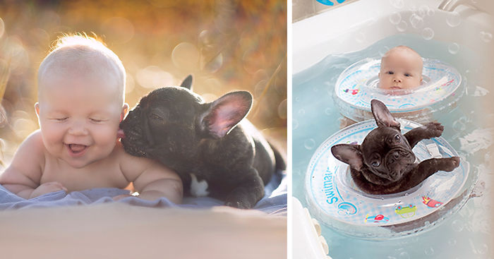 Baby & Bulldog Born On Same Day Think They’re Brothers And Do Everything Together