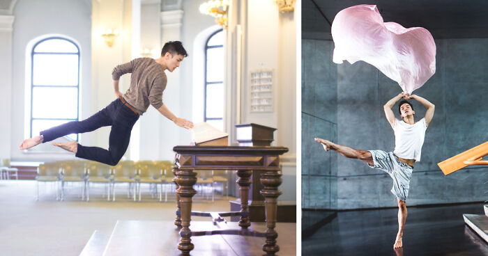 Ballet Dancer Masters Taking Self-Portraits While Floating In Mid-Air
