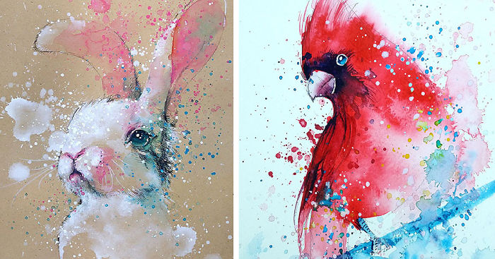 Splashed Watercolor Paintings By Tilen Ti