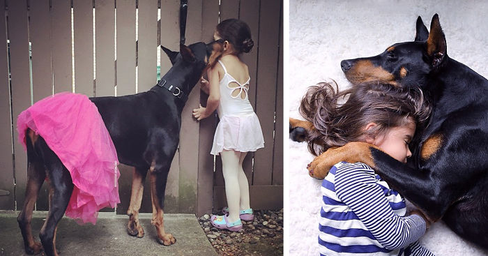 Cutie & The Beast: Girl And Doberman Do Everything Together From Sleeping To Bathing