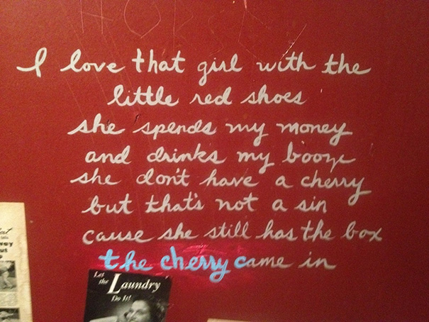 Whimsical Logic On A Bathroom Wall