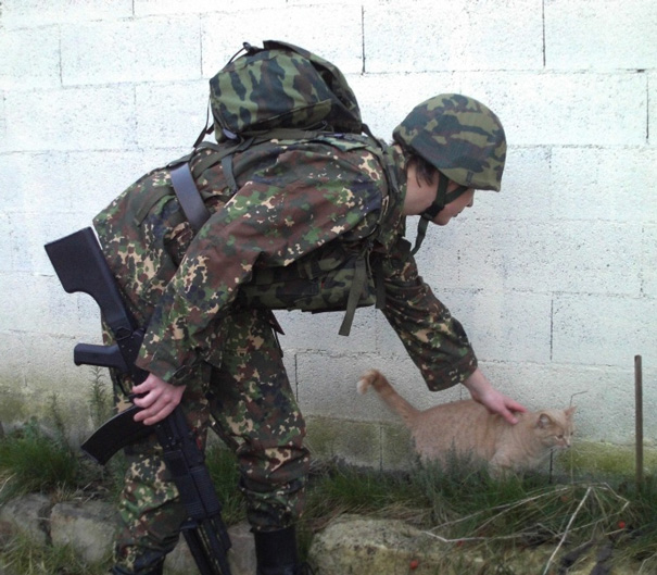 Soldier With A Cat