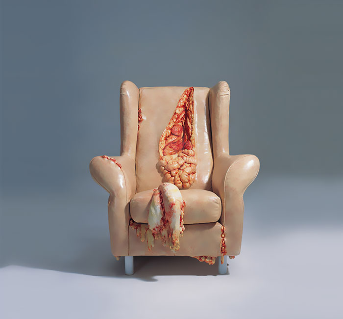 Disturbing Insides Of Leather Objects By Chinese Sculptor