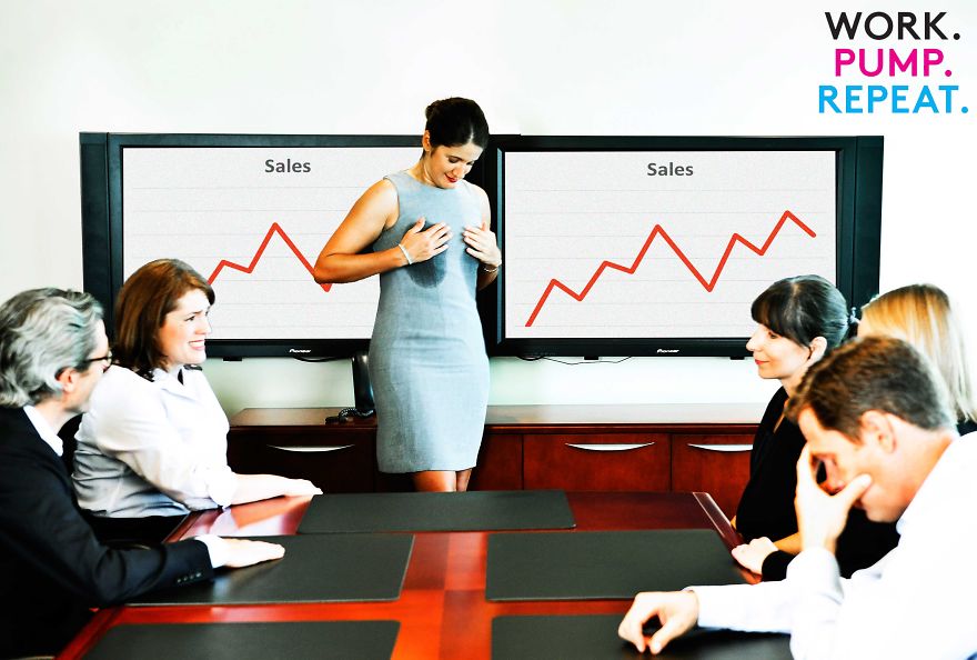 I Parody Corporate Stock Pics Because They Never Show The Reality Of Breastfeeding As A Working Mom