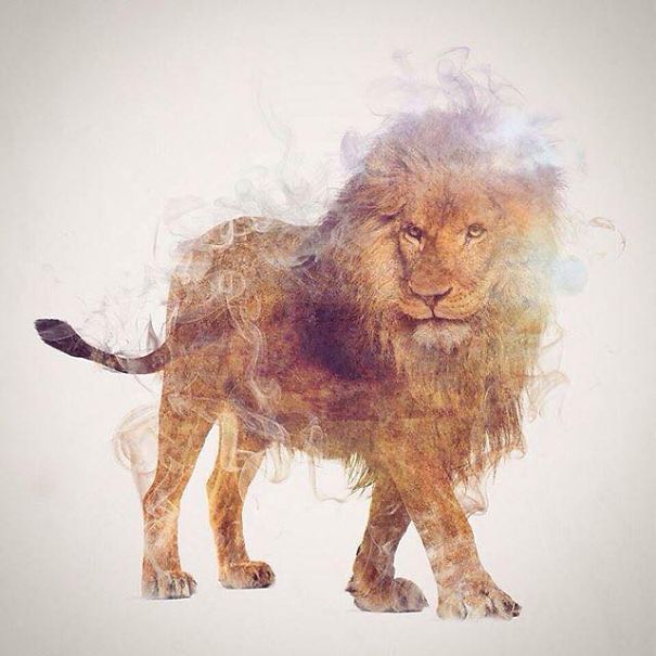 Wild Animals, Smoke And Nature Merged In My Double Exposure Photos Wild Animals, Smoke And Nature Merged In My Double Exposure Photos