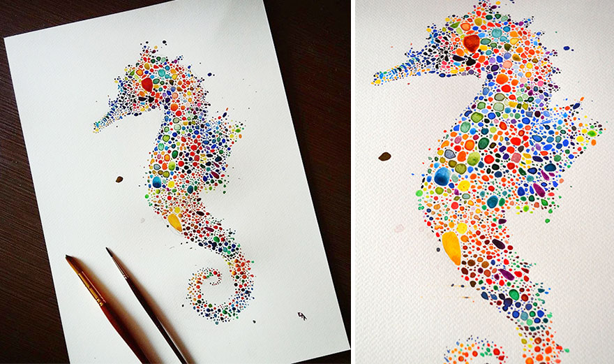 Dotted Animals That I Created From Hundreds Of Dots Dotted Animals That I Created From Hundreds Of Dots