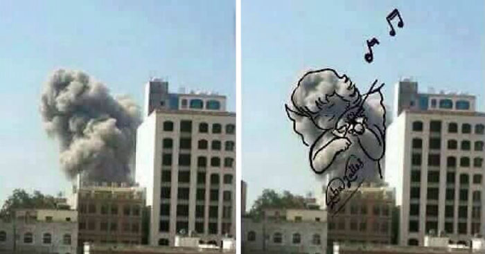 Yemeni Artists Turn Explosion Smoke Into Powerful Images