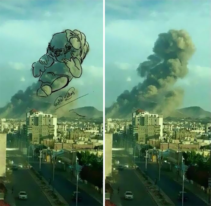 Yemeni Artists Turn Explosion Smoke Into Powerful Images Yemeni Artists Turn Explosion Smoke Into Powerful Images