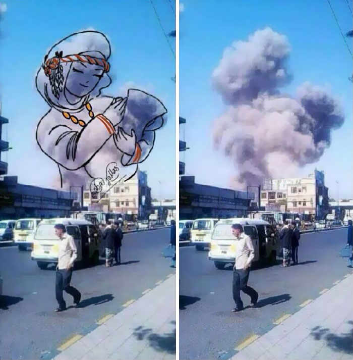 Yemeni Artists Turn Explosion Smoke Into Powerful Images Yemeni Artists Turn Explosion Smoke Into Powerful Images