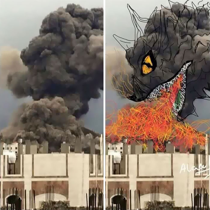 Yemeni Artists Turn Explosion Smoke Into Powerful Images Yemeni Artists Turn Explosion Smoke Into Powerful Images