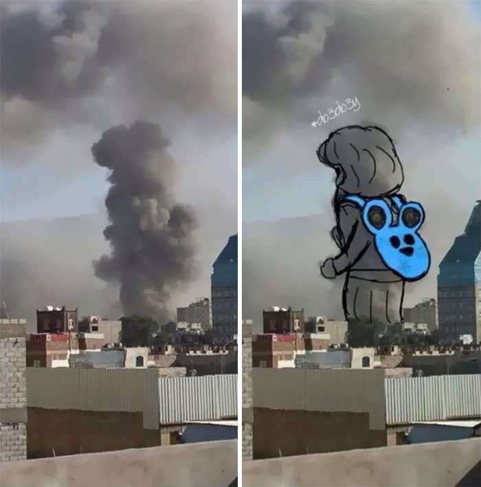 Yemeni Artists Turn Explosion Smoke Into Powerful Images Yemeni Artists Turn Explosion Smoke Into Powerful Images