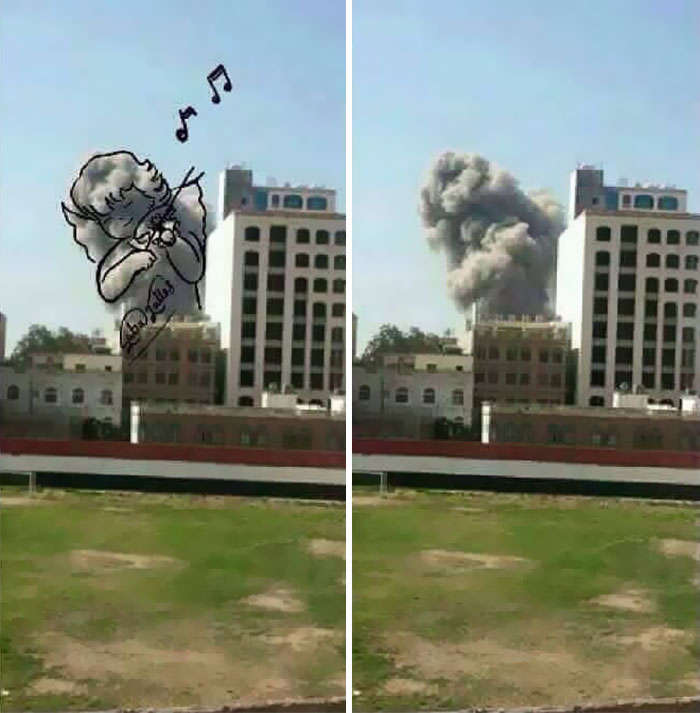 Yemeni Artists Turn Explosion Smoke Into Powerful Images Yemeni Artists Turn Explosion Smoke Into Powerful Images