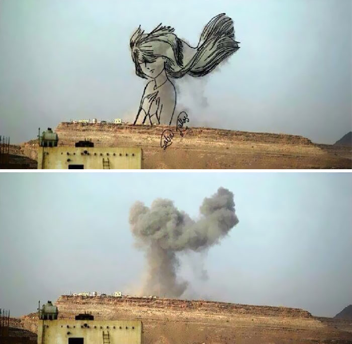 Yemeni Artists Turn Explosion Smoke Into Powerful Images Yemeni Artists Turn Explosion Smoke Into Powerful Images
