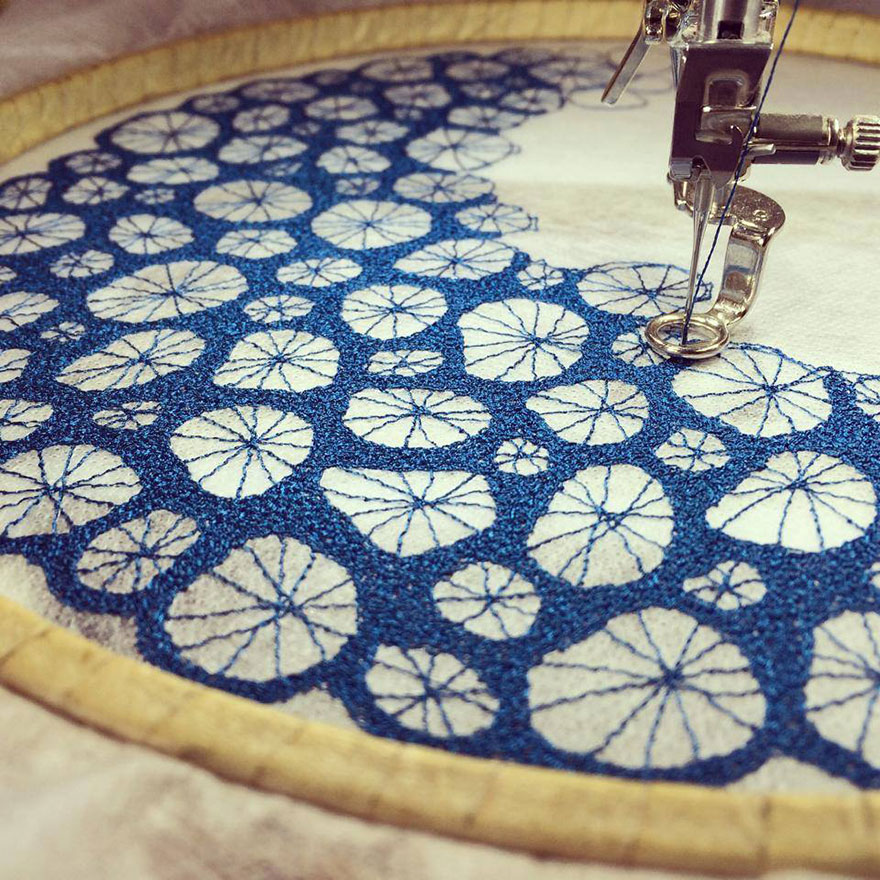 I Use A Sewing Machine To Capture Nature's Fragile Beauty With Embroidery