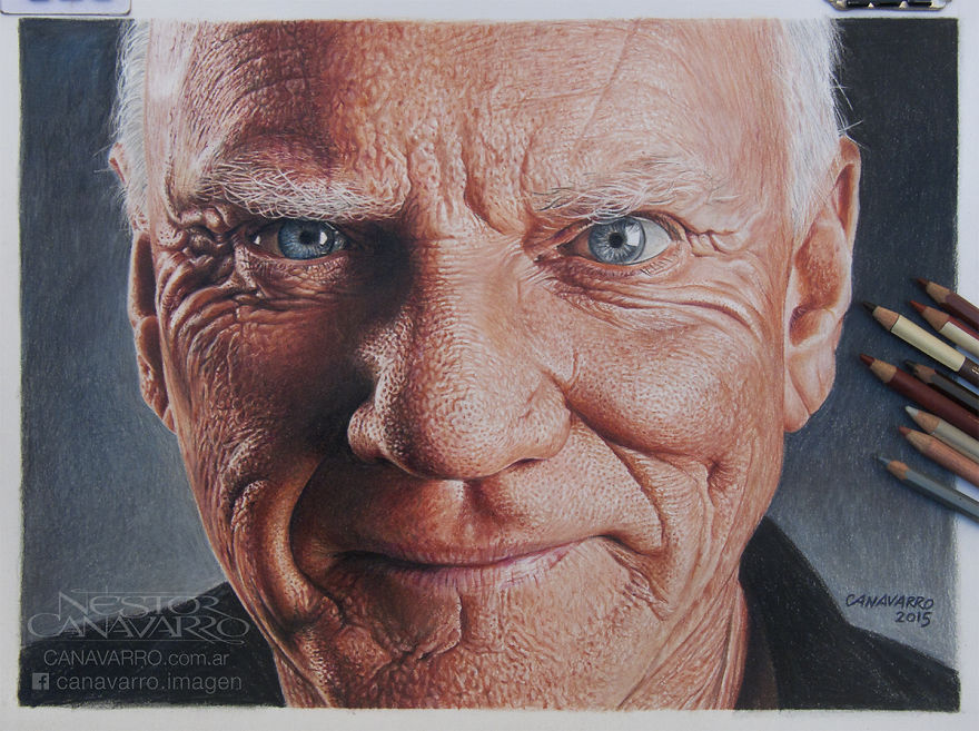 I Spent 50 Hours Drawing Malcolm Mcdowell’s Portrait With Color Pencils