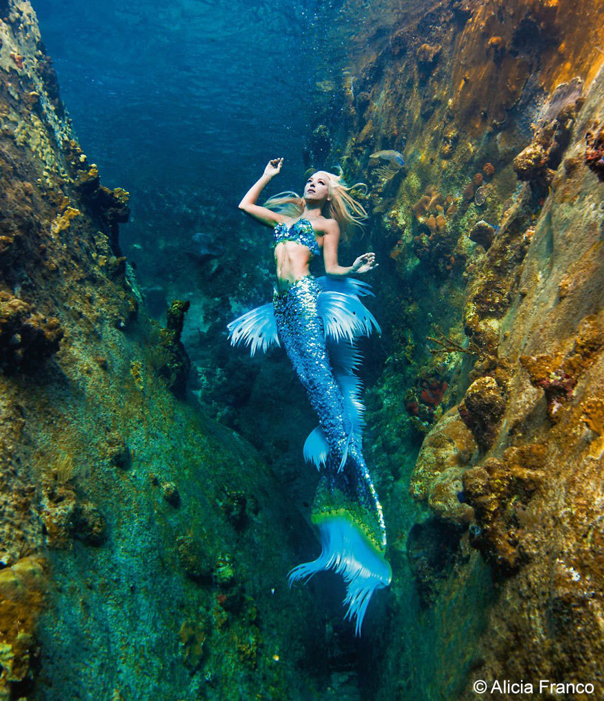 A mermaid underwater with a fish tail, swimming gracefully in a rocky aquatic environment. A mermaid underwater with a fish tail, swimming gracefully in a rocky aquatic environment.