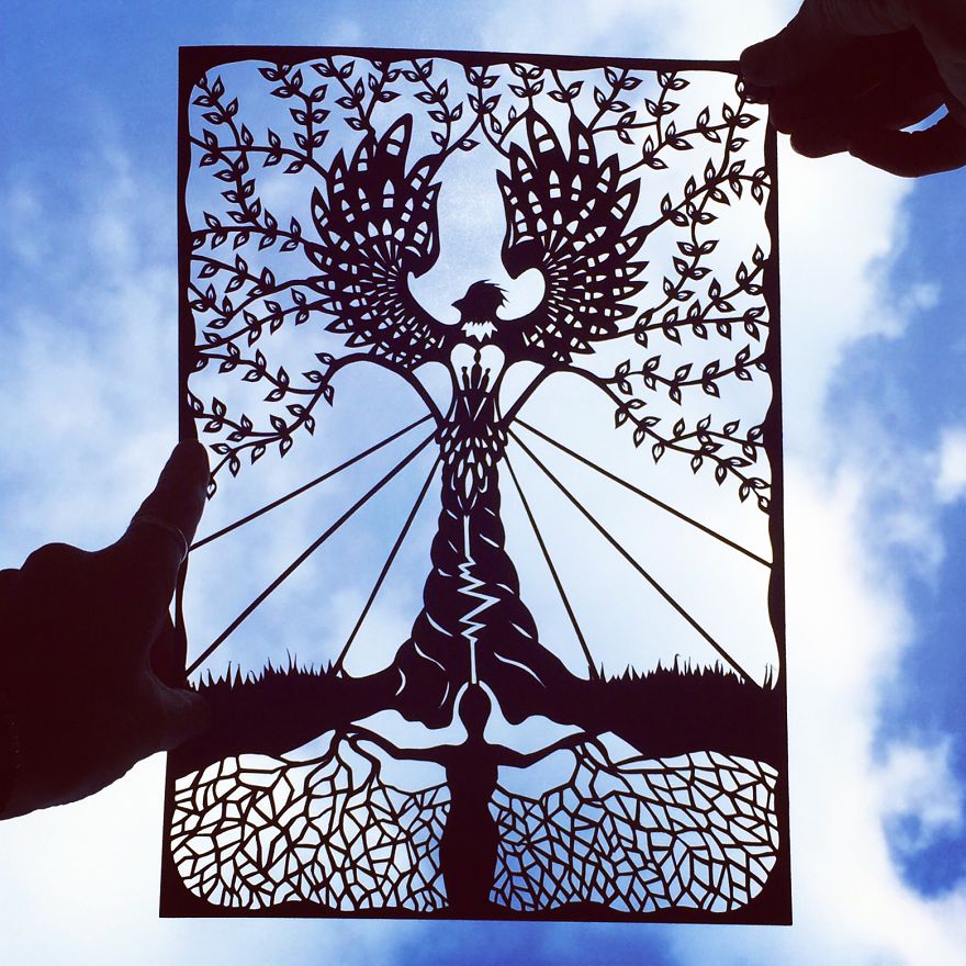 I Handcut Paper Animals And Use The Sky To Bring Them To Life