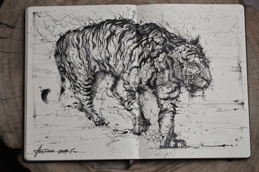 Splattered-Ink Tiger That I Created Through Chaos Splattered-Ink Tiger That I Created Through Chaos