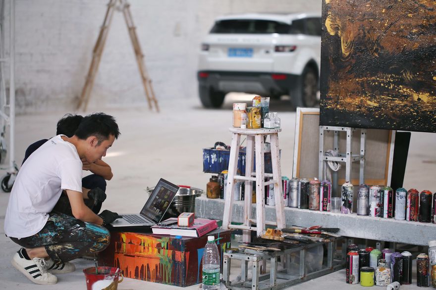 Splattered-Ink Tiger That I Created Through Chaos