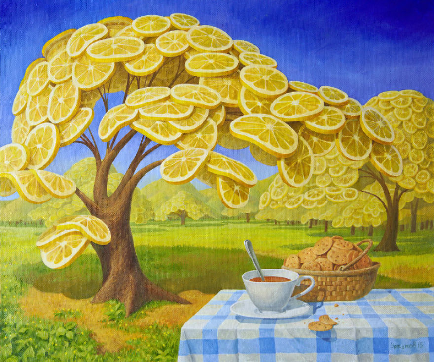 World Full Of Lemons By Surrealist Painter Vitaly Urzhumov