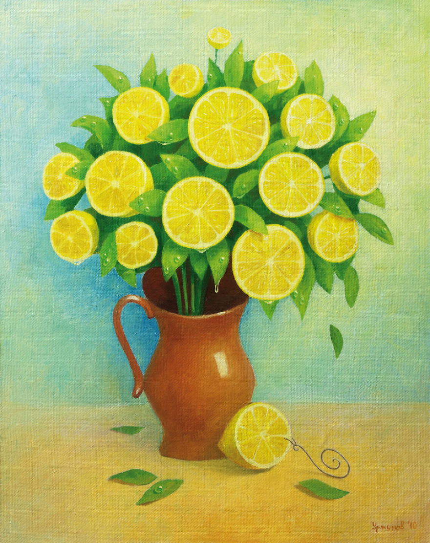 World Full Of Lemons By Surrealist Painter Vitaly Urzhumov