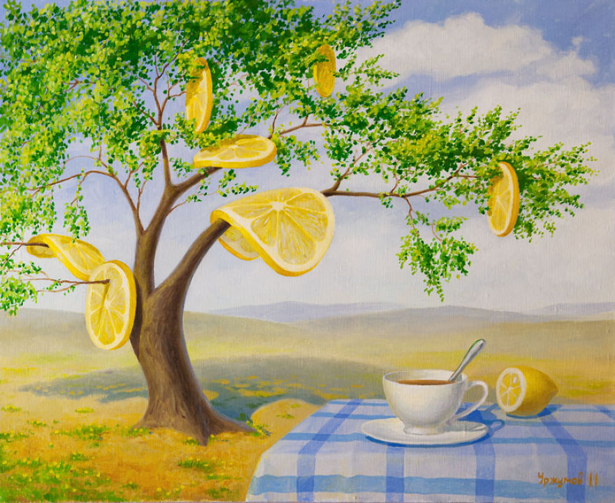 World Full Of Lemons By Surrealist Painter Vitaly Urzhumov