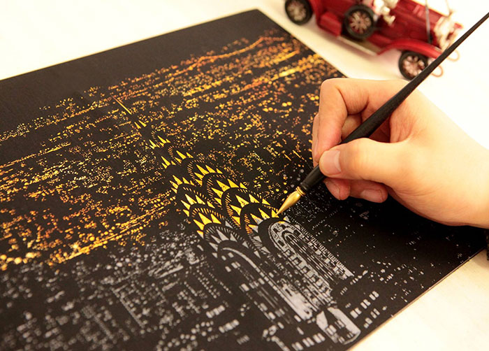 Coloring Book Alternative Lets You Scratch Off Surface To Reveal Beautiful Nightscapes